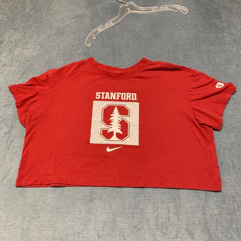 Nike Stanford Cardinal Football Cropped T-Shirt Women Large Red Dri-Fit Athletic